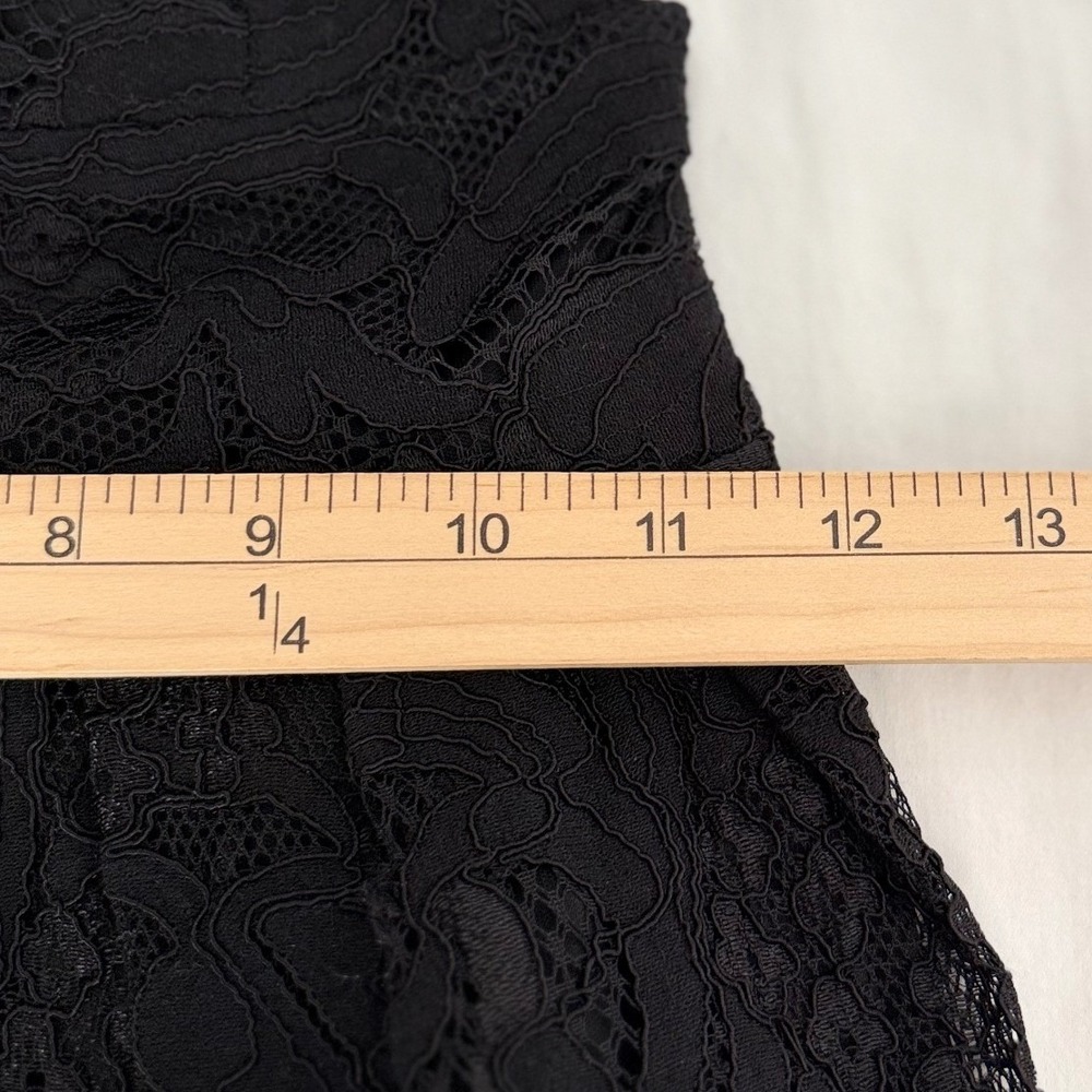 Lulus Whimsigoth Black Coquette Lace Deep V-Neck Midi Dress XS Eyelash Trim - Picture 9 of 12